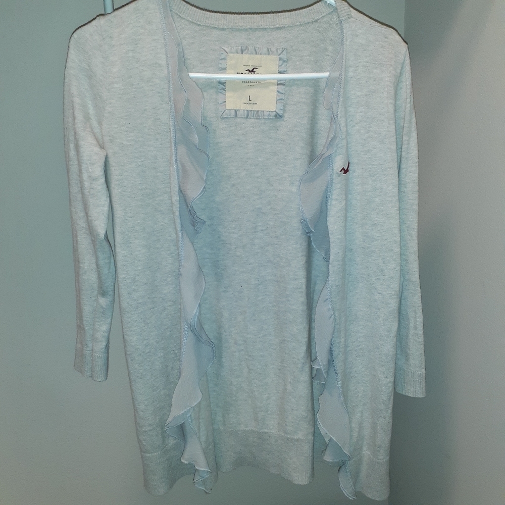 Hollister gray ruffled cardigan